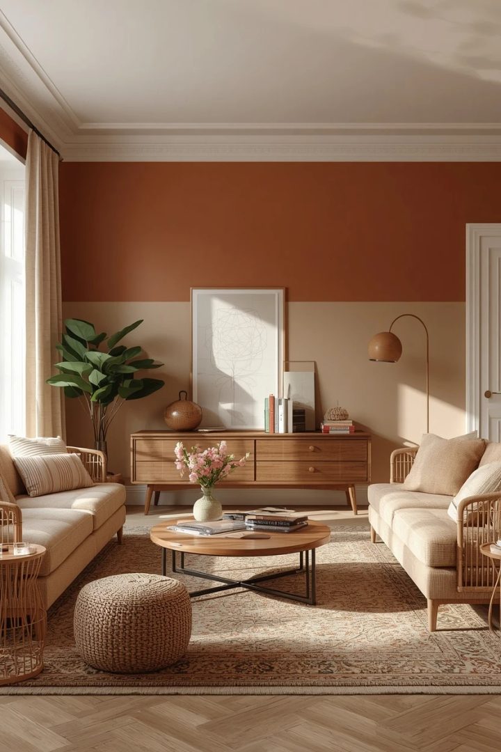 3. The Two-Tone Wall Living Room