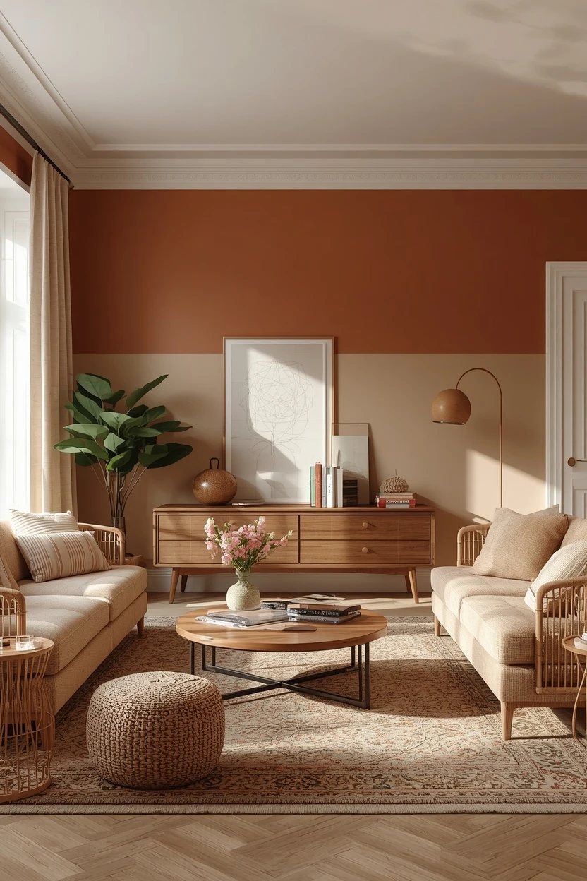 3. The Two-Tone Wall Living Room