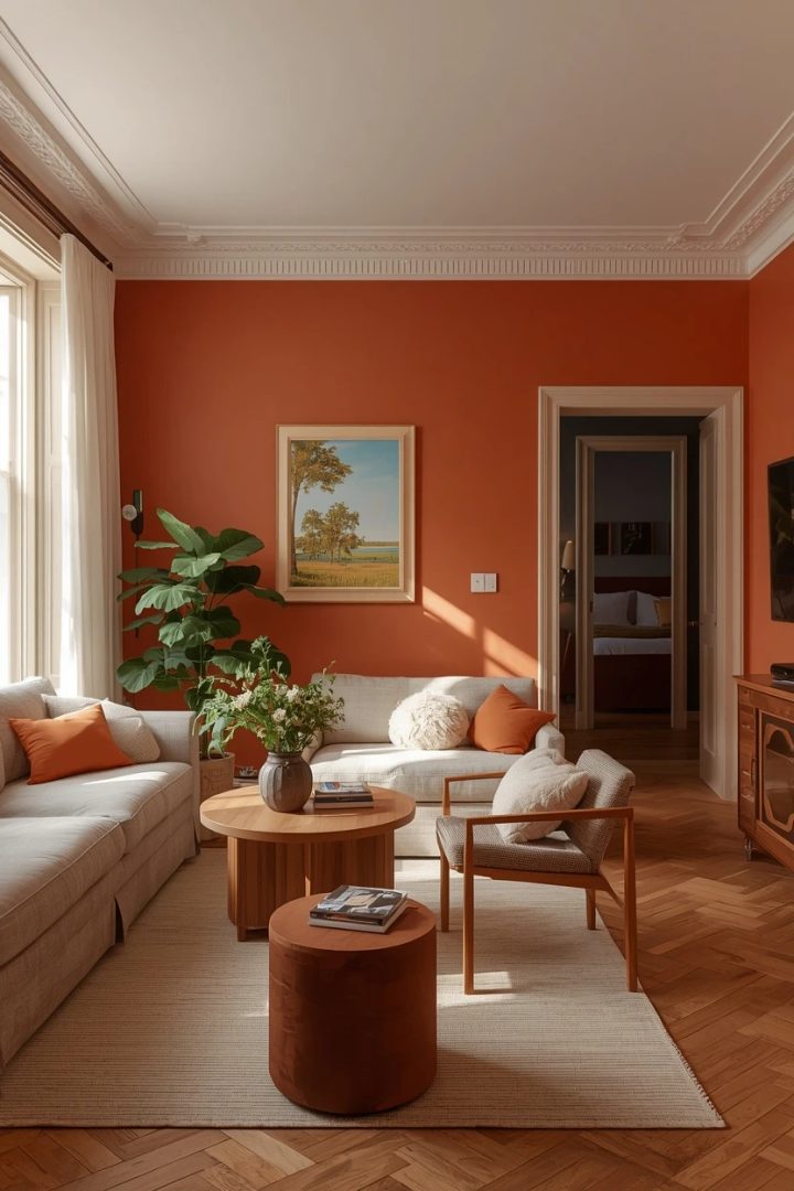 7. The Bold Feature Color Living Room