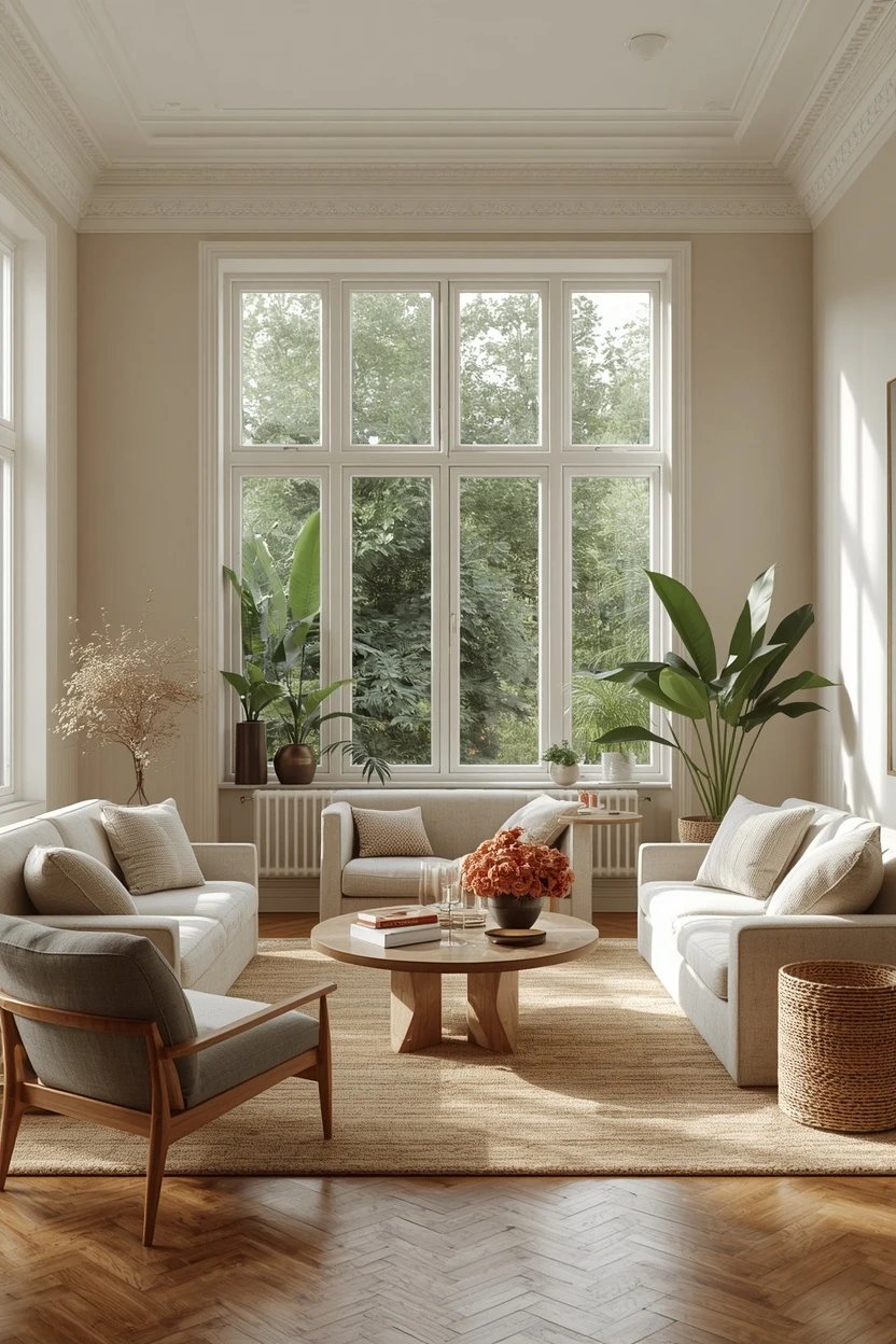 6. The Greenery-Filled Window Living Room