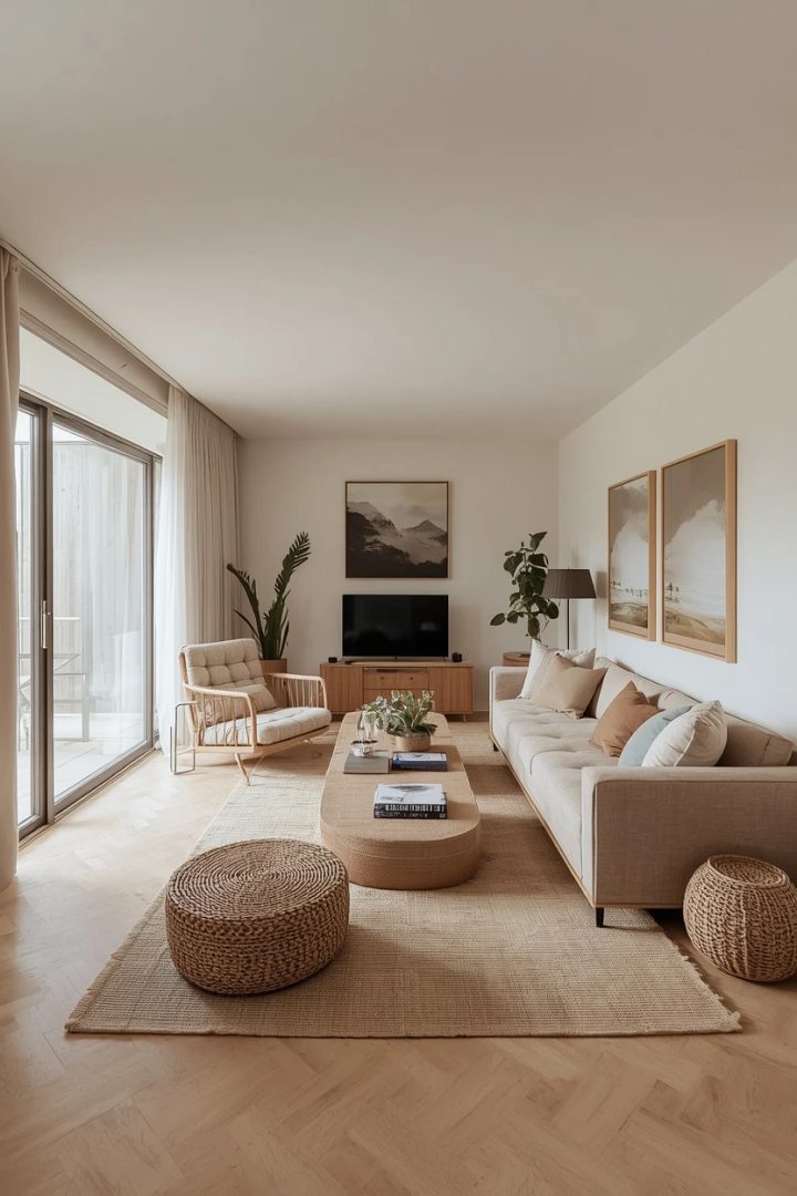 2. The Sofa-Across-the-Width Long Living Room