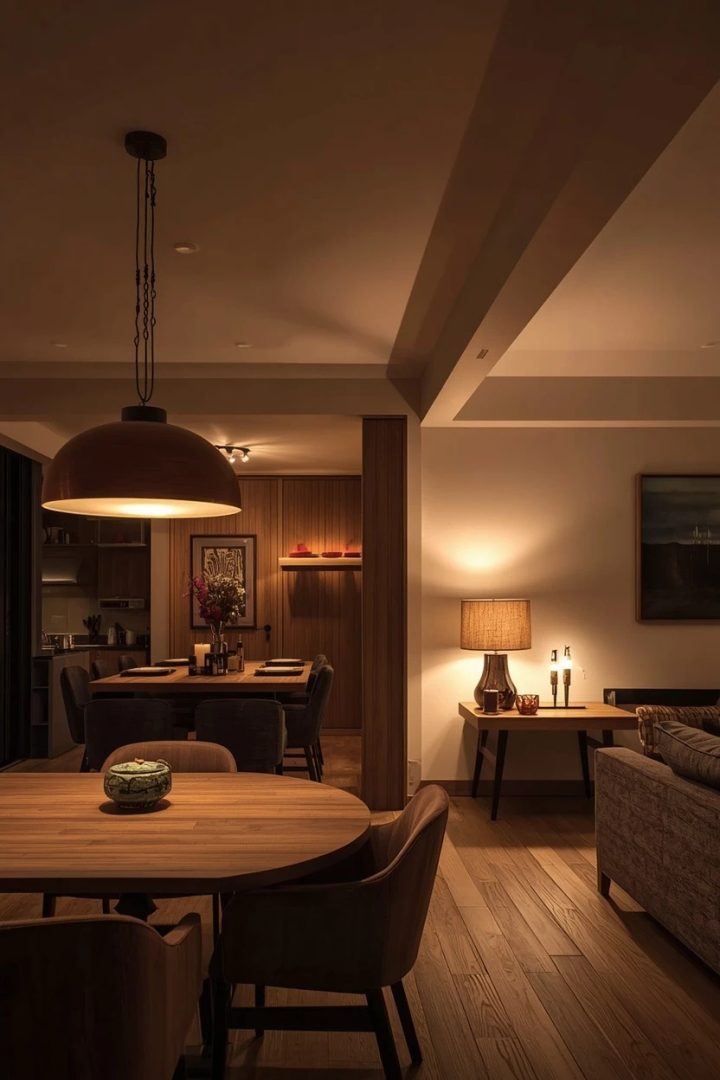 5. The Layered Lighting Living Dining Room
