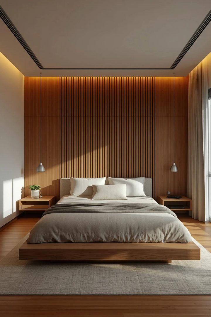 15. The Wood-Slat Feature Bedroom