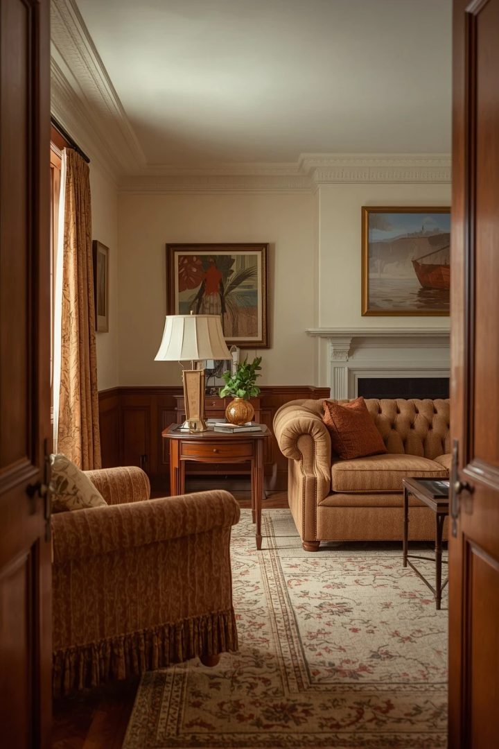2. The Rolled-Arm Sofa Living Room