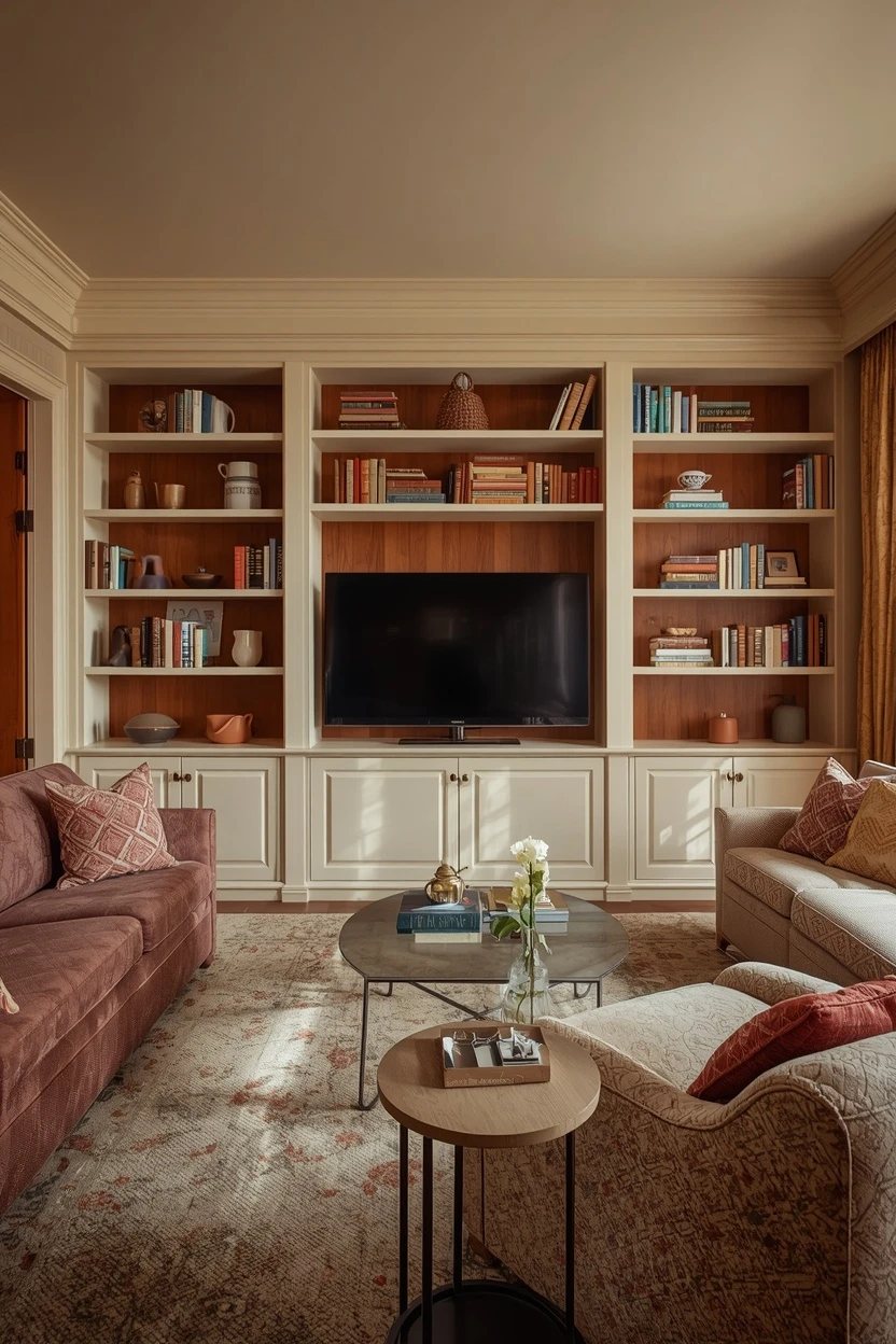 13. The Built-In Bookcase Living Room