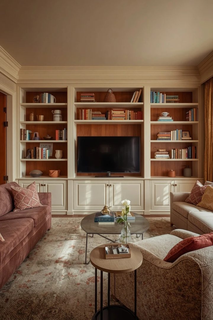 13. The Built-In Bookcase Living Room
