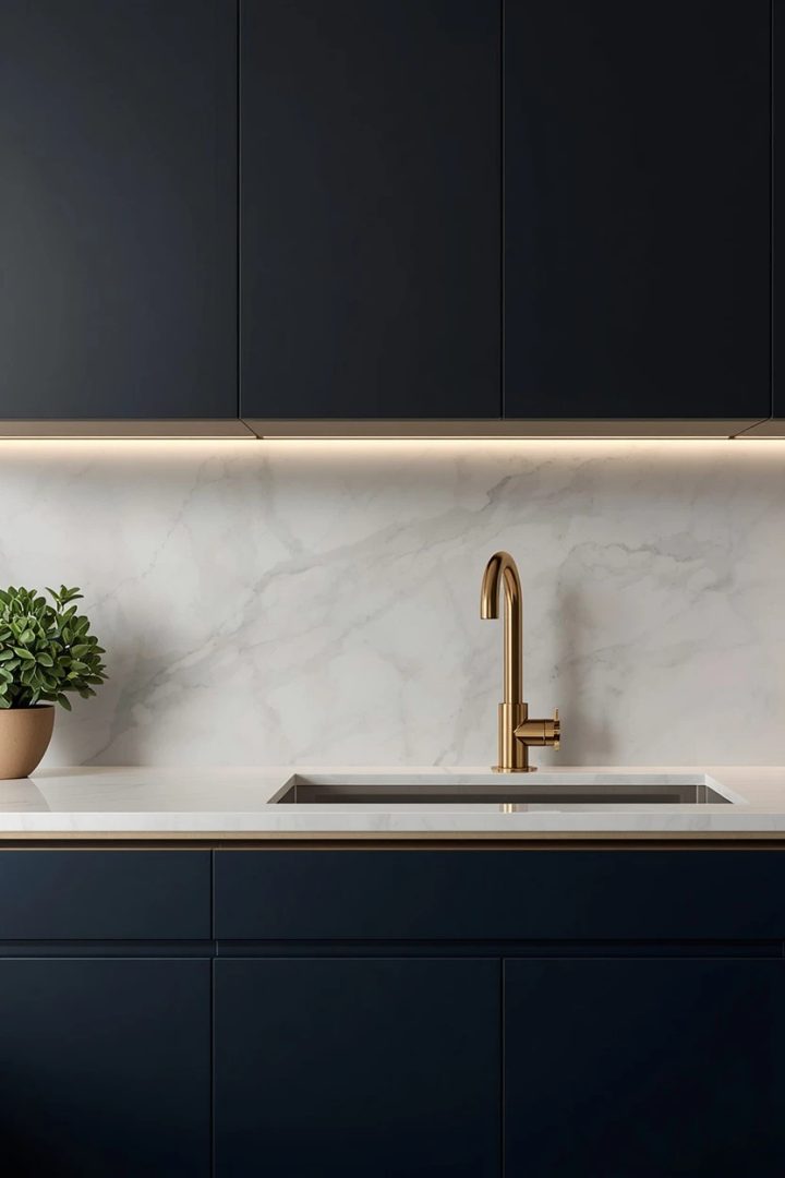Idea 5: Large Format Slab Backsplash
