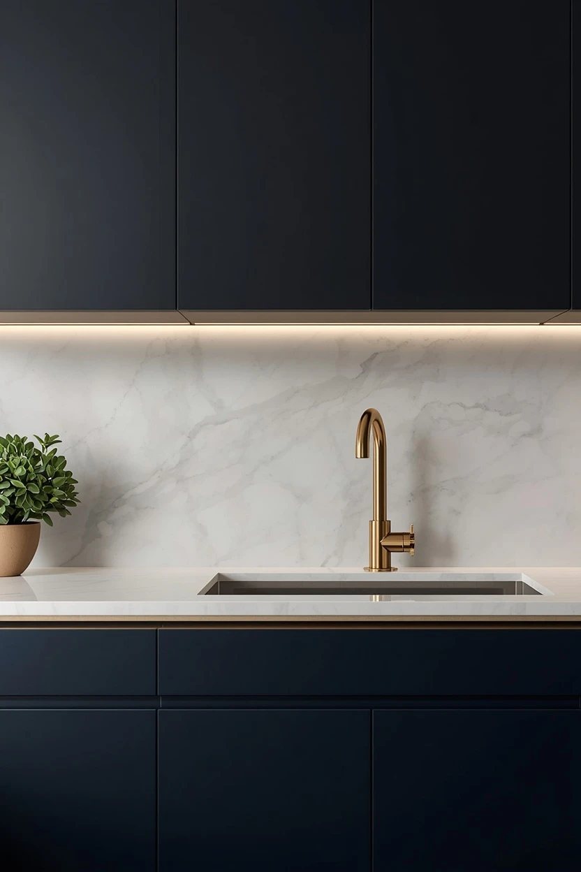 Idea 5: Large Format Slab Backsplash