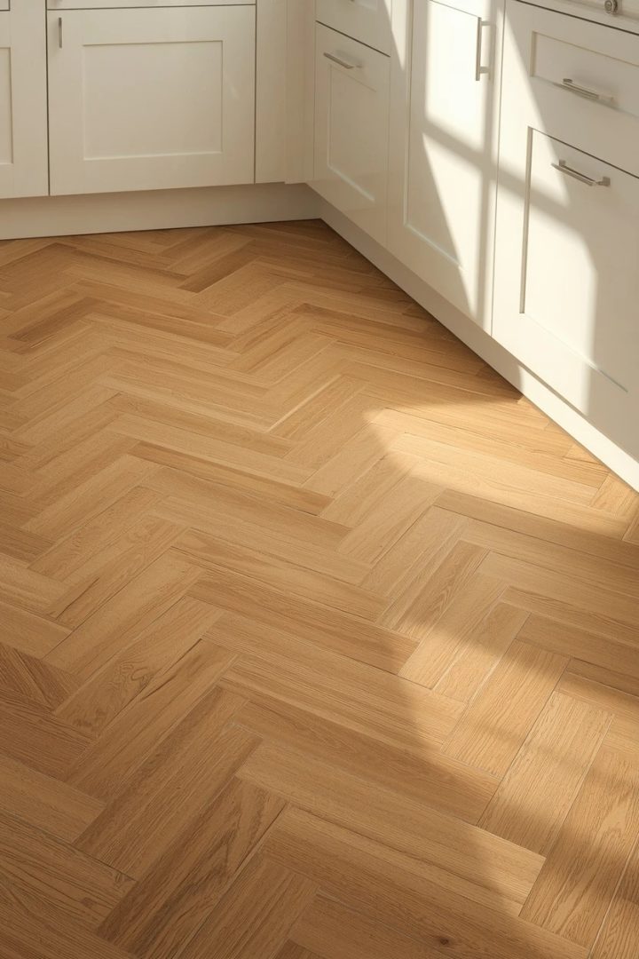 Idea 12: Warm Wood-Effect Kitchen Floor