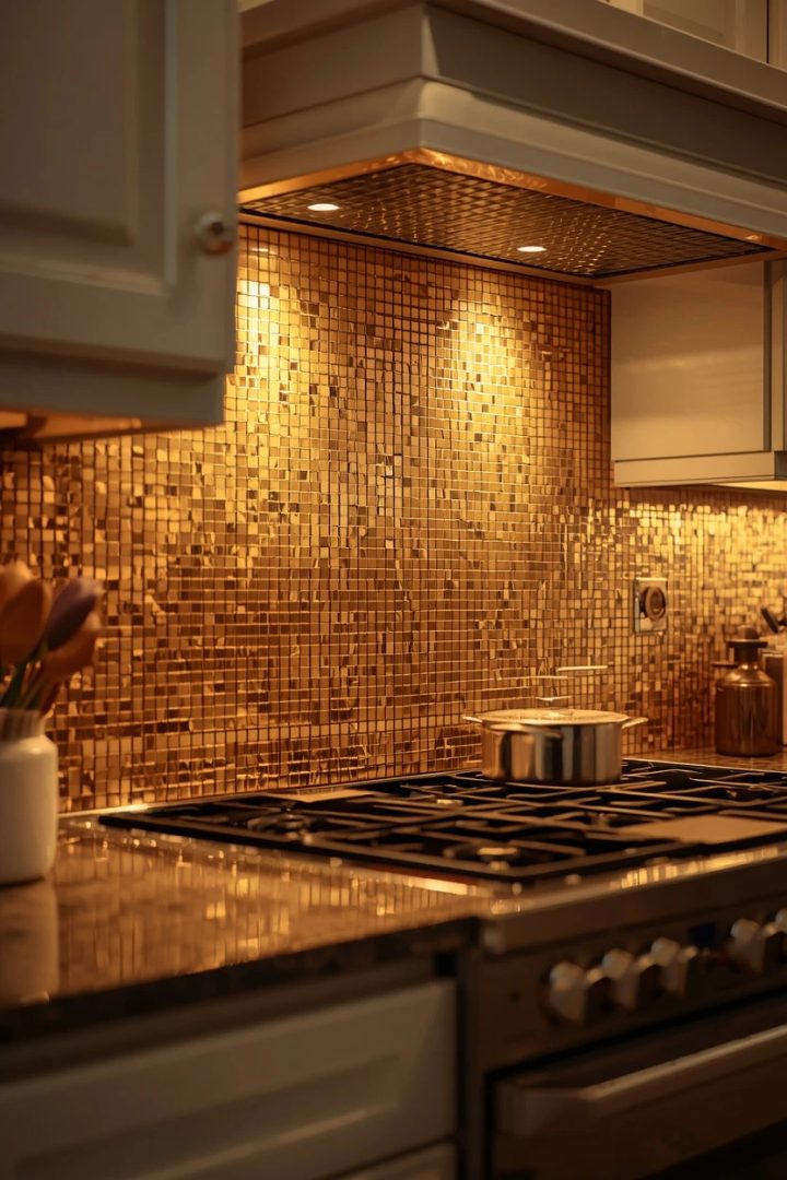 Idea 15: Glass Mosaic Kitchen Backsplash