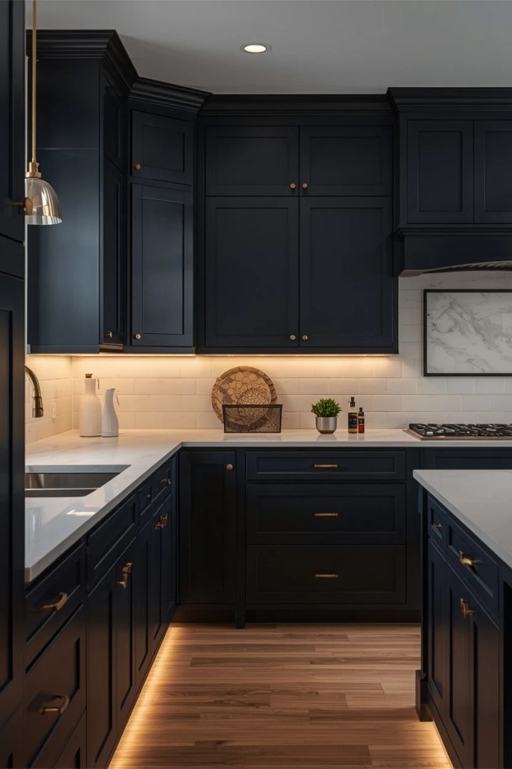Idea 14: The Dark Kitchen — Navy or Charcoal