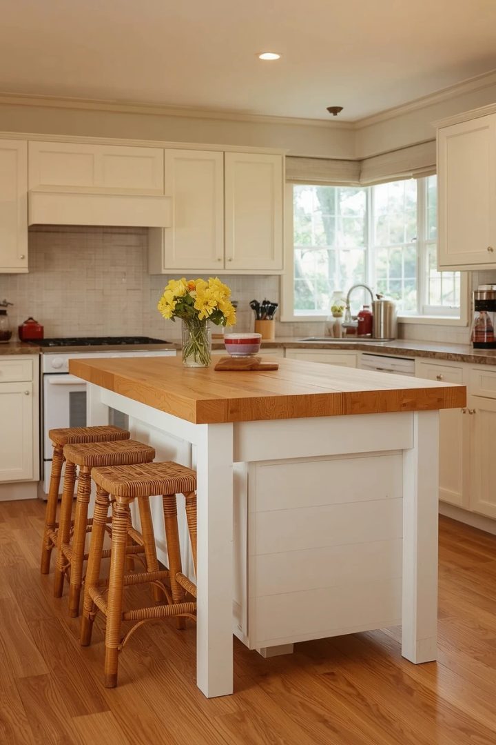 Idea 8: Add a Kitchen Island With a Butcher Block Top