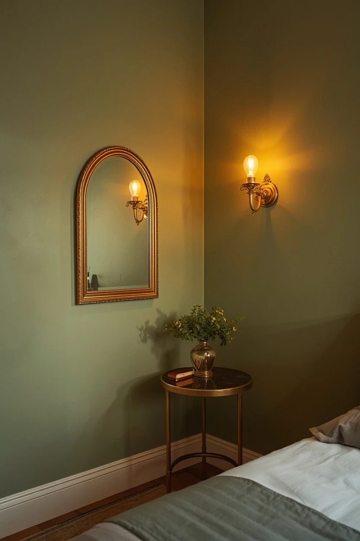 6. Add Brass and Gold Accents to Sage Green