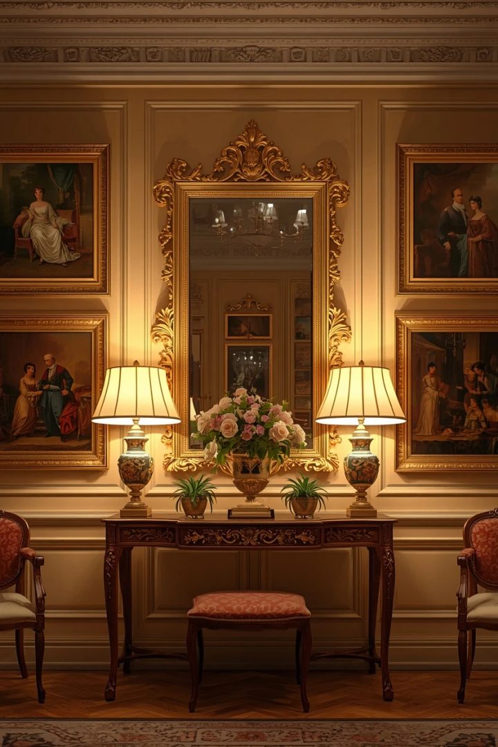 8. Hang a Gallery of Framed Art and Mirrors
