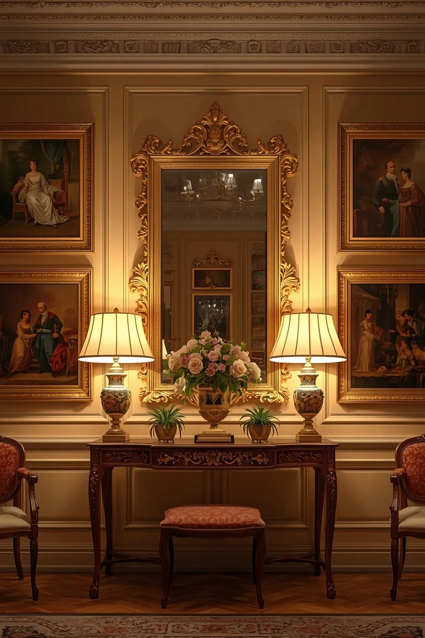8. Hang a Gallery of Framed Art and Mirrors