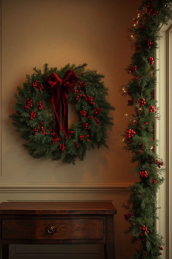 5. Hang a Statement Wreath and Garland
