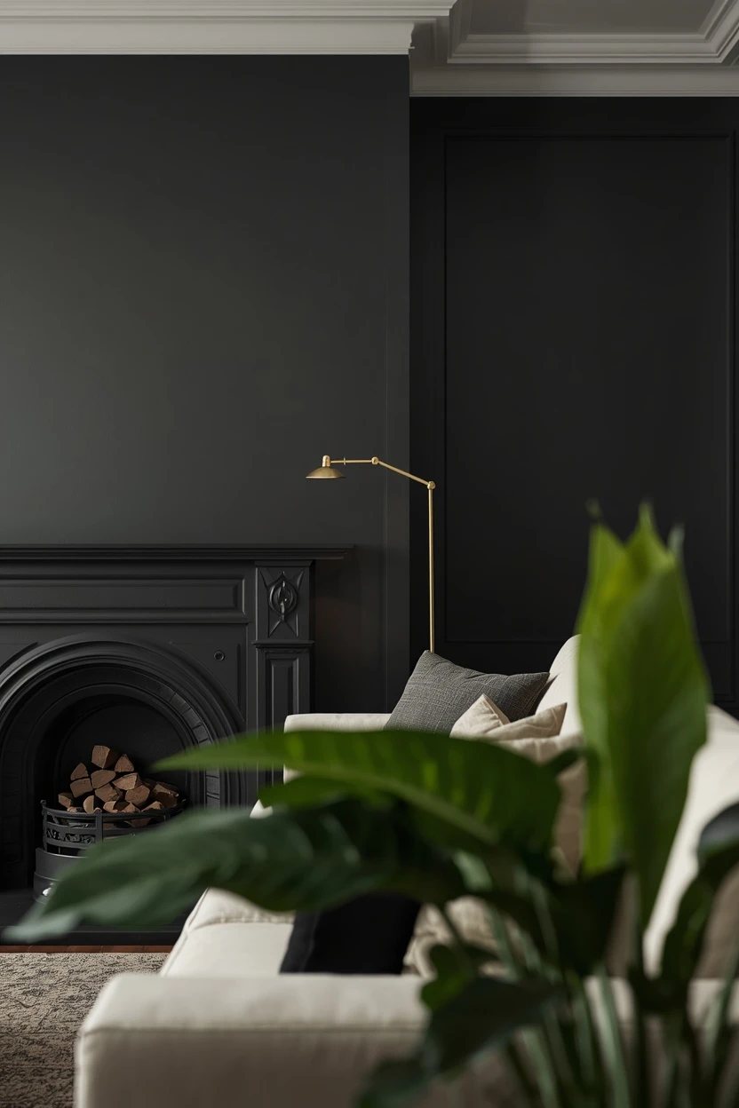 1. A Black Feature Wall in the Living Room