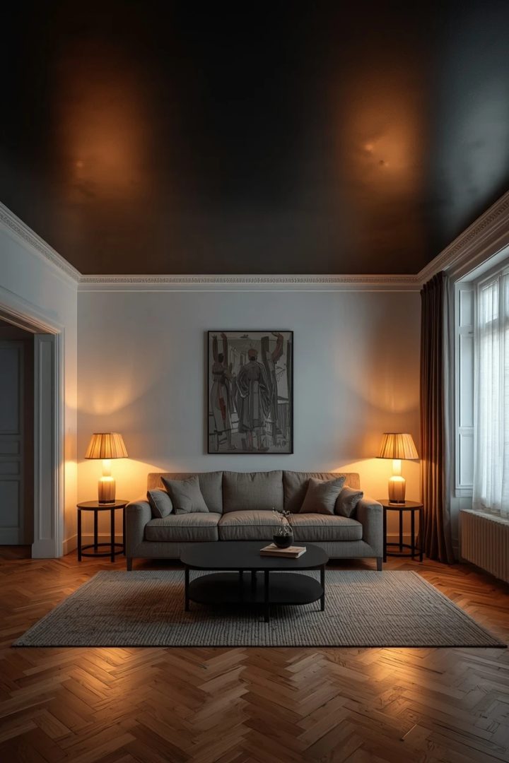 4. A Dramatic Black Painted Ceiling