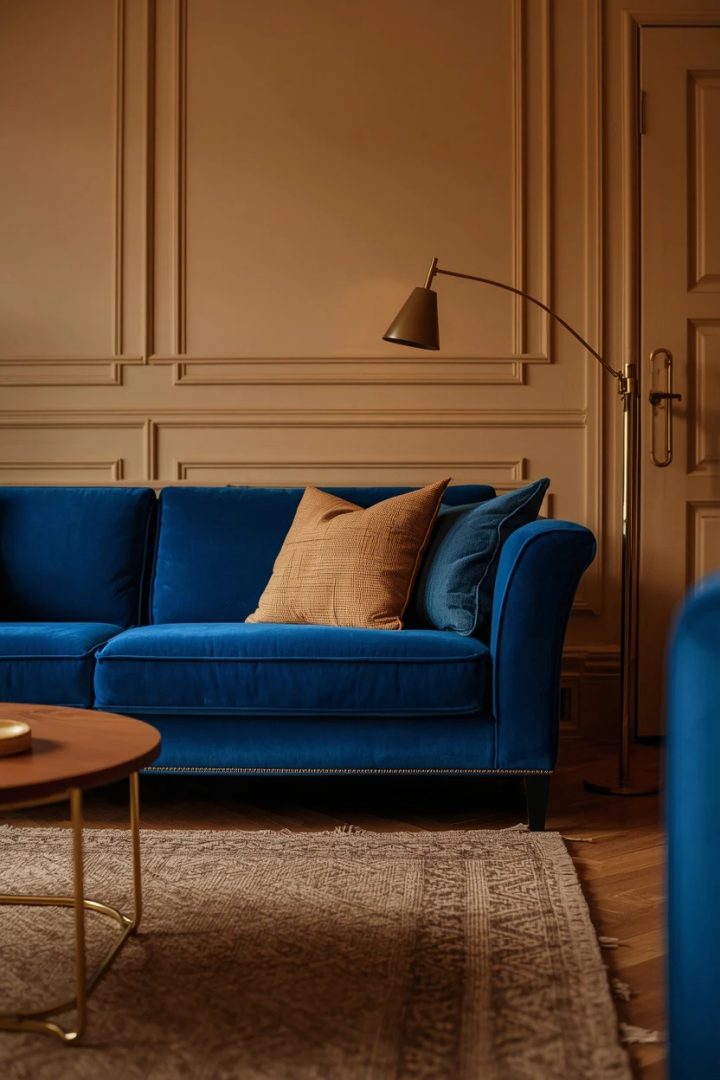 2. A Royal Blue Velvet Sofa