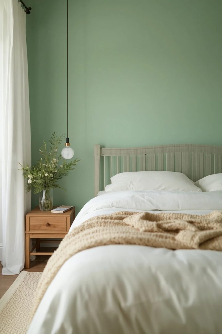 10. A Seafoam Green and Cream Bedroom