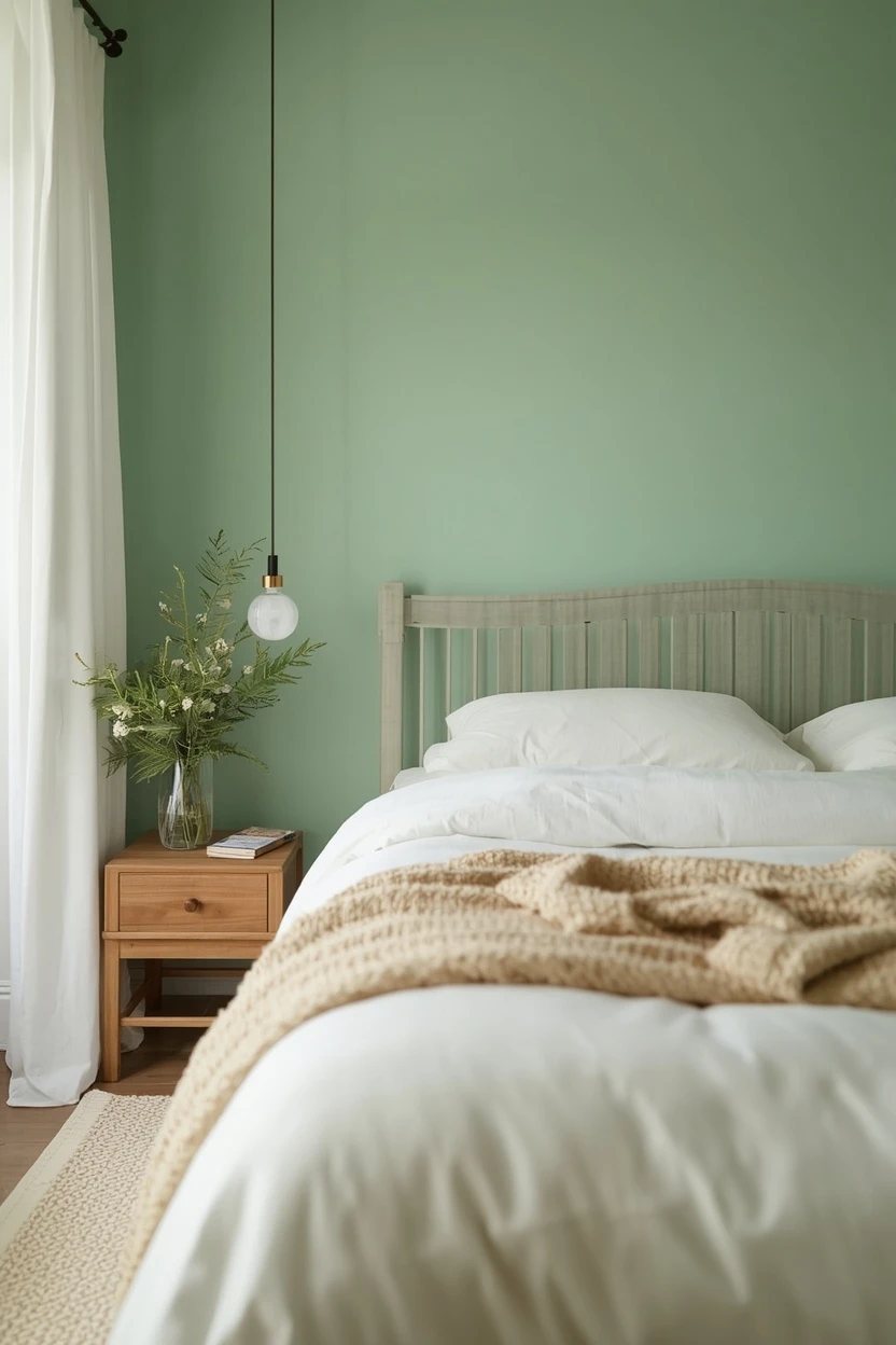 10. A Seafoam Green and Cream Bedroom