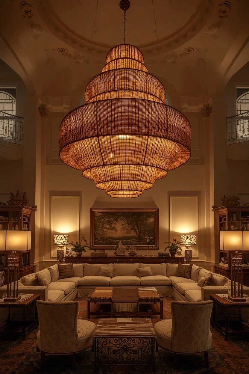 7. Statement Lighting Scaled to a Large Living Room