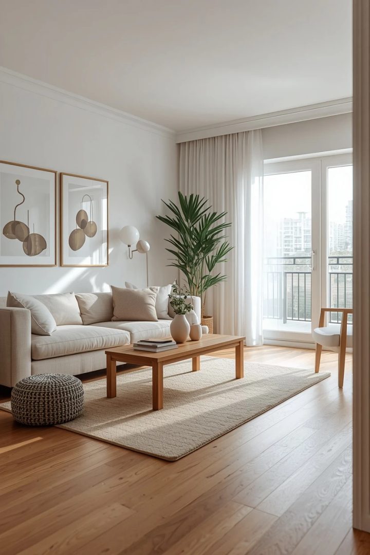 1. Warm White and Natural Wood — The Neutral Living Room Foundation