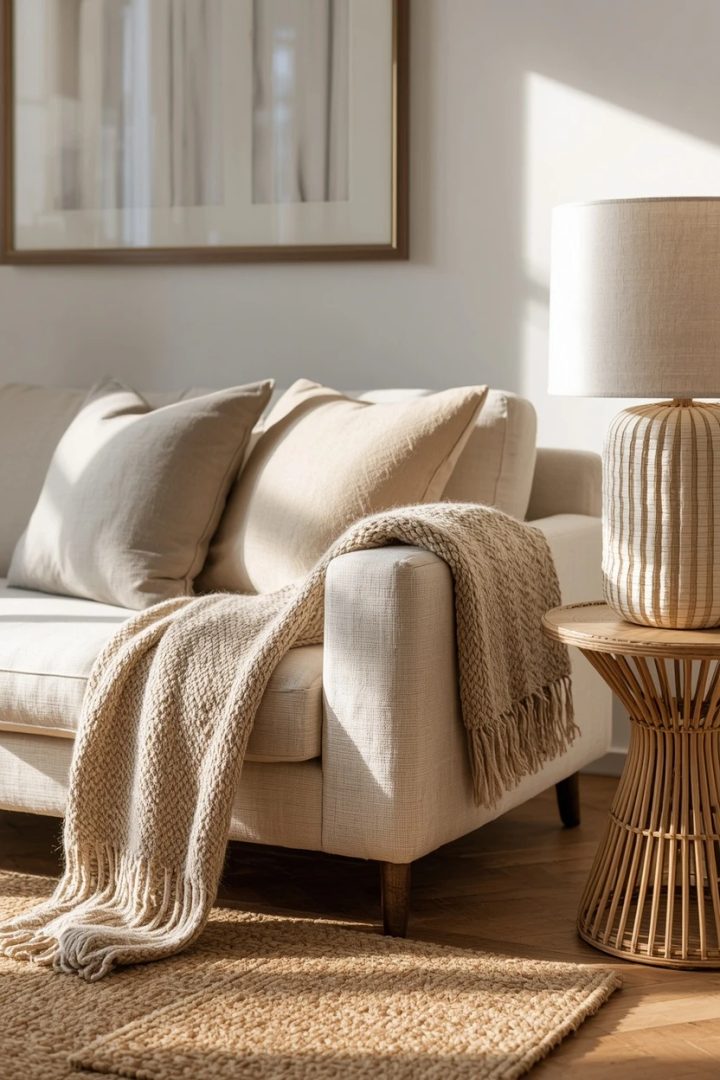 3. Layered Neutral Textures — Linen Boucle and Jute