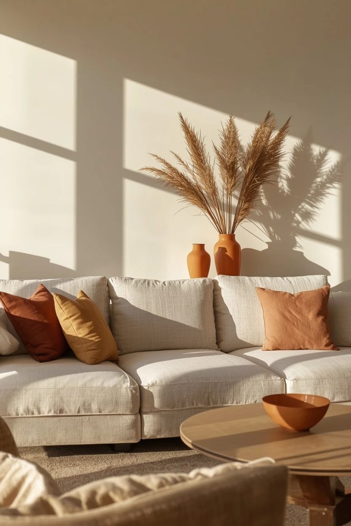7. Neutral with a Single Warm Accent Colour