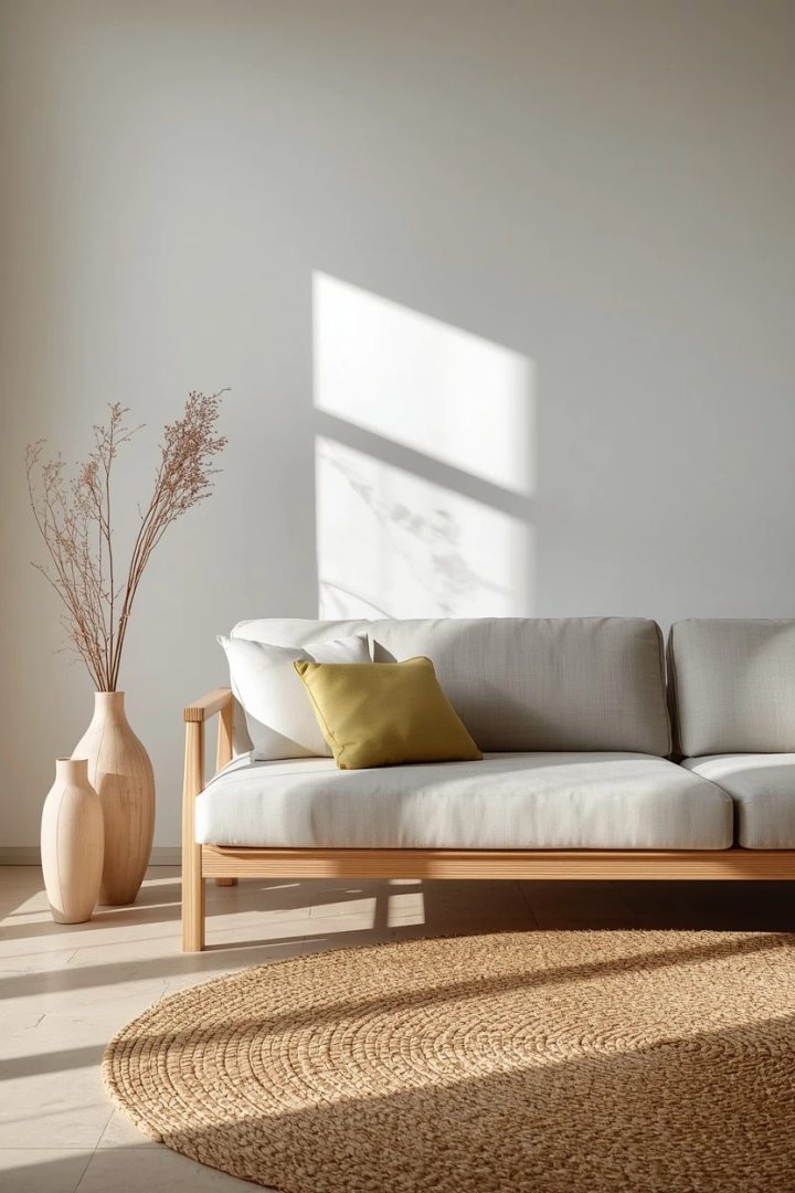 9. Neutral Japandi Style Living Room