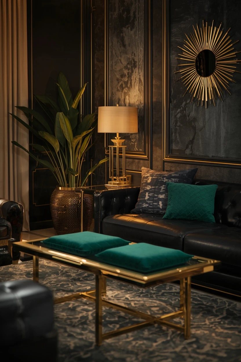 10. Art Deco Glamour With Gold and Velvet
