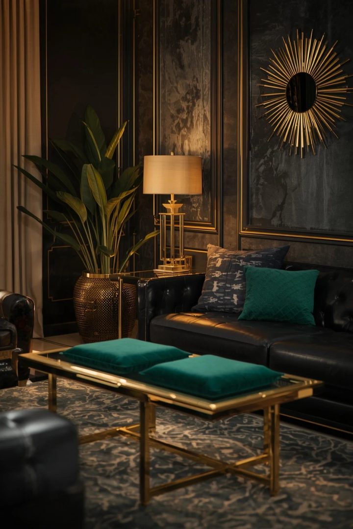 10. Art Deco Glamour With Gold and Velvet