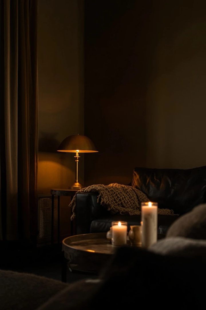 11. Moody Dark Walls for Black Leather Lounge Decorating Ideas