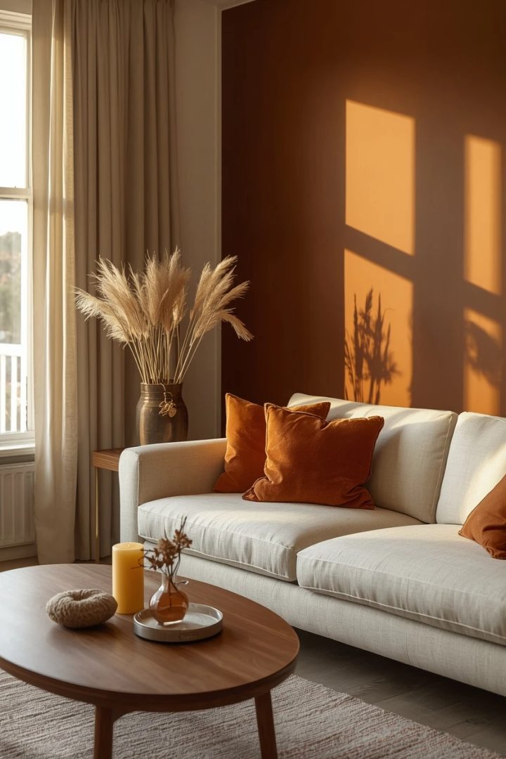 1. Chocolate Accent Wall With Cream and Rust