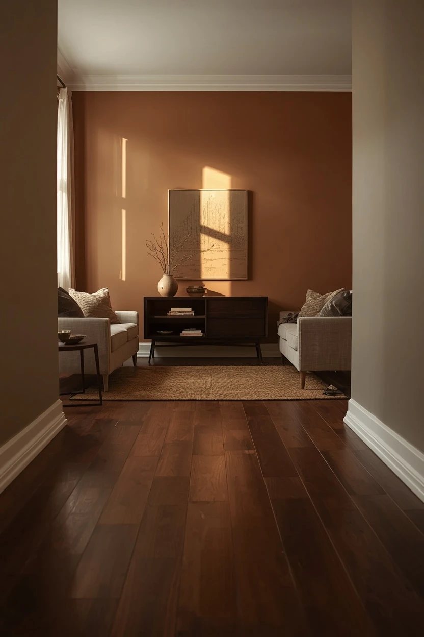 11. Dark Espresso Floors With Light Brown Walls