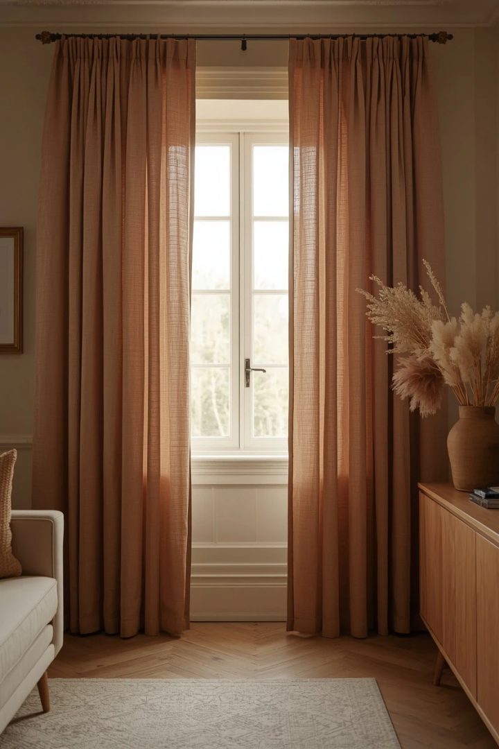 1. Pinch-Pleat Linen in a Warm Stone Tone