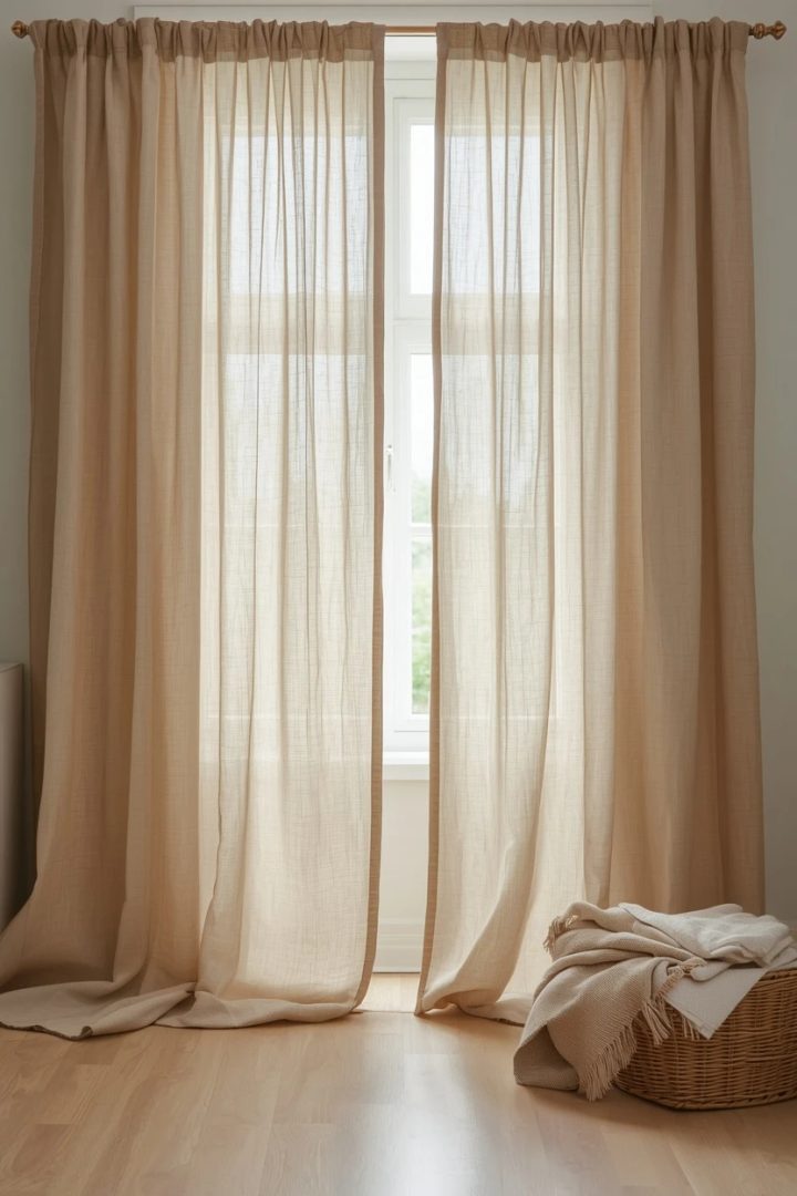 3. Relaxed Rod-Pocket Curtains With a Casual Puddle