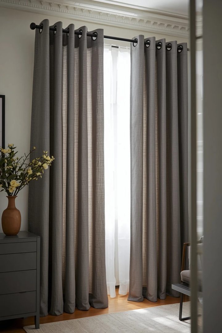 9. Grommet-Top Panels in a Structured Linen-Poly Blend