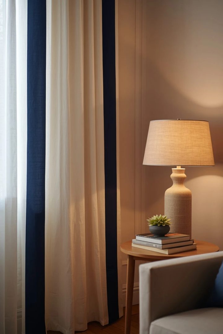10. Two-Tone Drapes With a Vertical Contrast Border