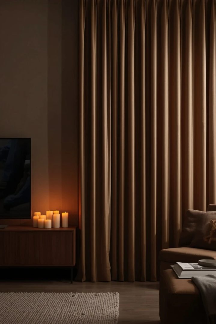 11. Blackout-Lined Silk for a Media-Ready Living Room