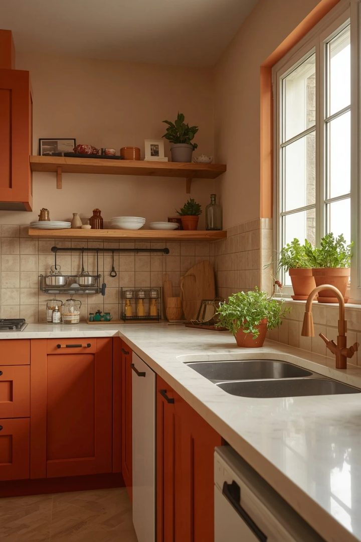 5. Warm Terracotta Painted Kitchen Ideas