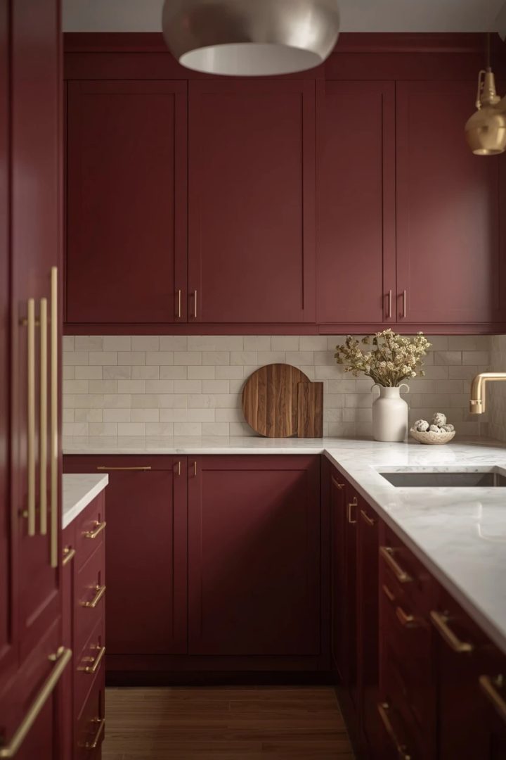 11. Deep Plum Cabinets for a Bold Statement