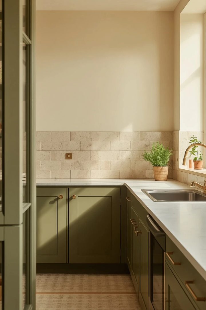 12. Olive and Cream for a Warm Organic Kitchen