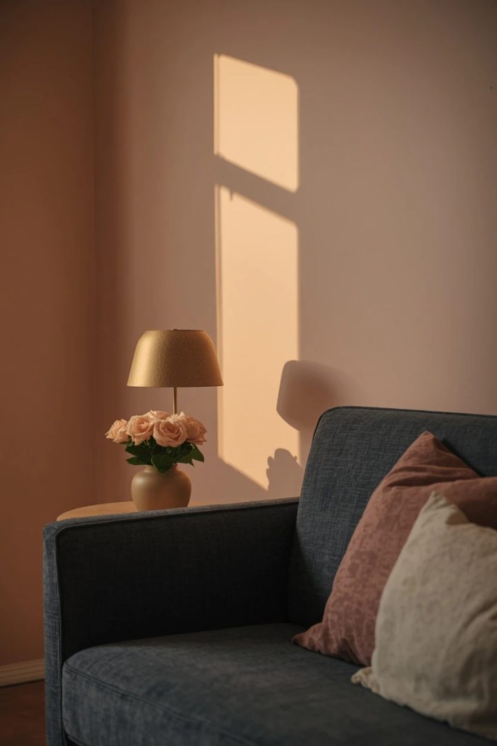 4. Soft Blush and Charcoal for Warm Contrast