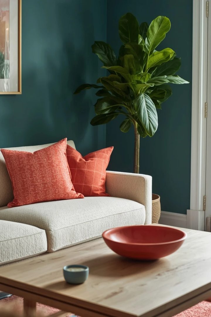11. Coral and Teal for Vibrant Energy
