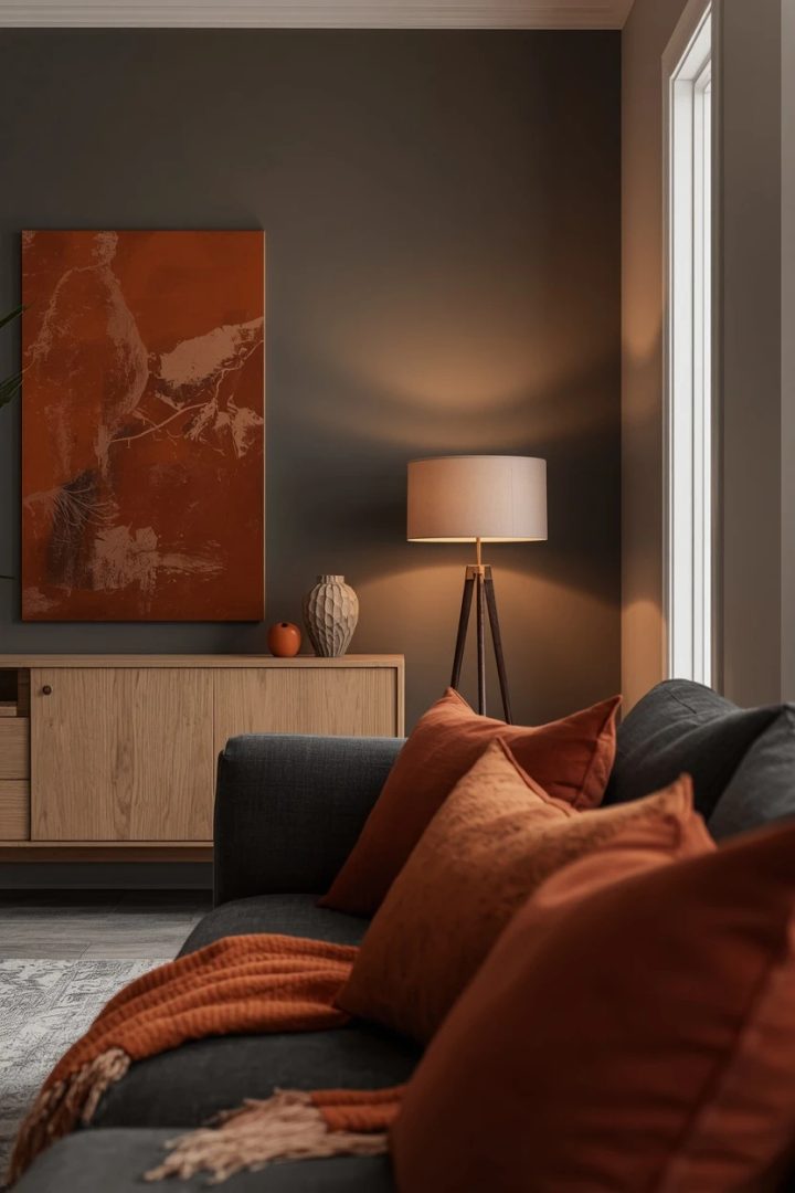 16. Slate Grey With Burnt Orange Accents