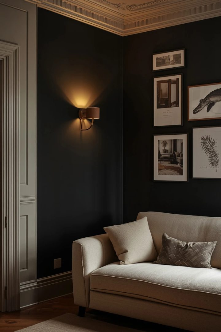 18. Warm Black Feature Wall With Light Surrounds