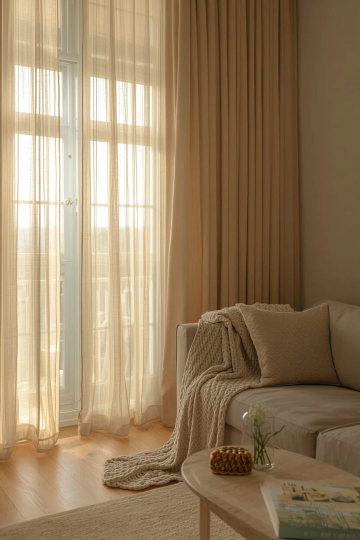1. Floor-to-Ceiling Sheer Linen Panels