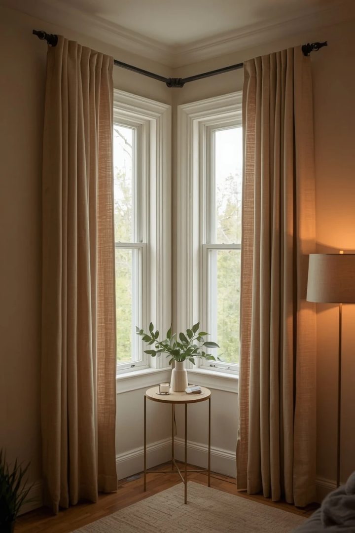 13. Corner Window Wrap-Around Curtain Rod