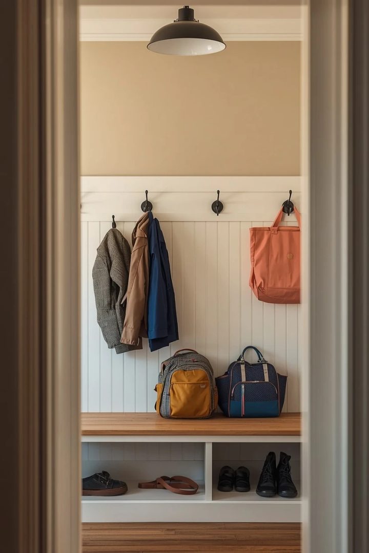 2. Wall Hooks and a Coat Rail